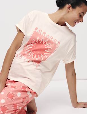 Cotton Rich Leaf Print Pyjama Set