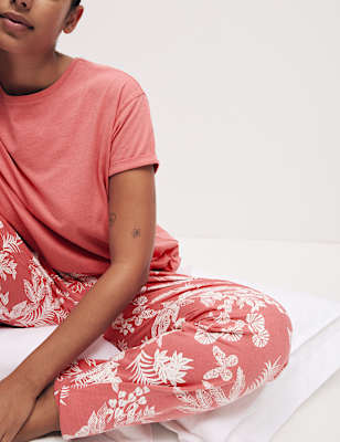Cotton Rich Leaf Print Pyjama Set