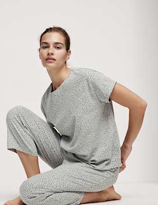 Cotton Rich Printed Cropped Pyjama Set