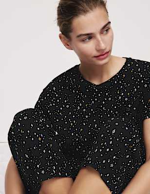 Cotton Rich Printed Cropped Pyjama Set