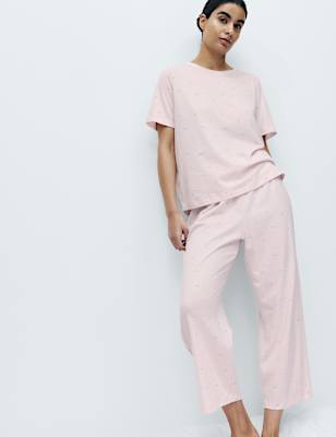 Pure Cotton Printed Cropped Pyjama Set