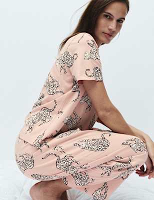 Pure Cotton Printed Cropped Pyjama Set
