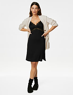 Lace Trim Strappy Short Chemise