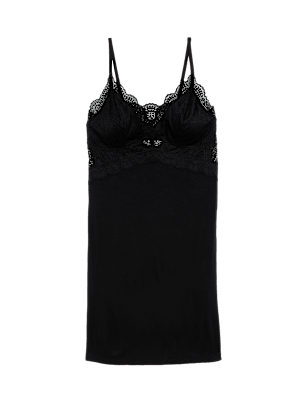 Lace Trim Strappy Short Chemise