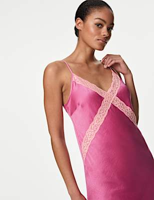 Satin Lace Detail Chemise