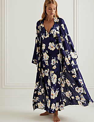 Satin Floral Long Wrap