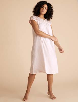 Pure Cotton Broderie Trim Nightdress