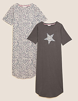 2pk Cotton Rich Animal Print Nightdresses