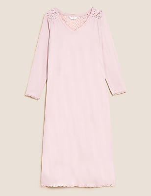 Pure Cotton Broderie Long Nightdress