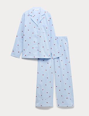 Cotton Modal Seersucker Printed Pyjama Set