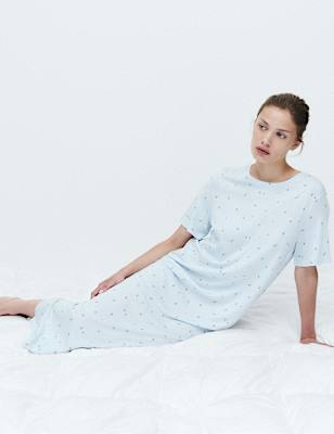 Cotton Modal Printed Long Nightdress