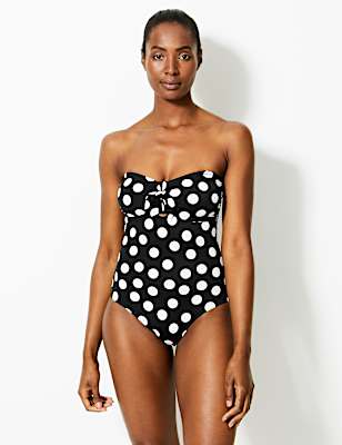 Secret Slimming&trade; Spotted Bandeau Swimsuit