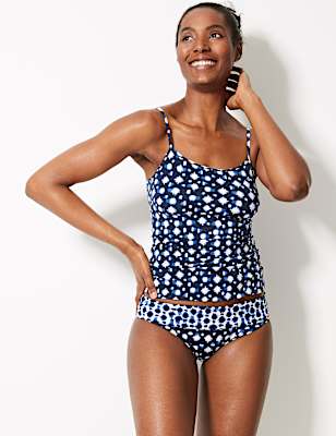 Printed Roll Top Bikini Bottoms