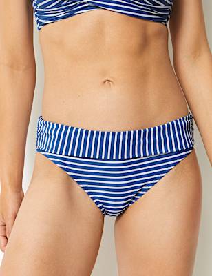 Striped Roll Top Bikini Bottoms