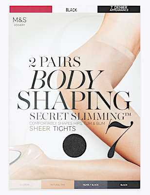 2 Pack 7 Denier Bodyshaper Sheer Tights