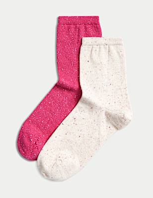 2pk Cotton Rich Ankle High Socks