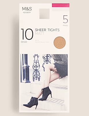 5pk 10 Denier Tights