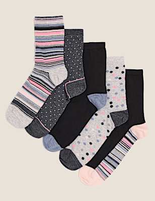 5pk Cotton Rich Ankle High Socks