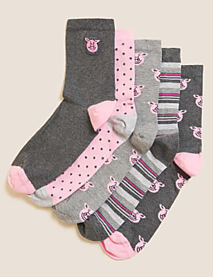 5pk Cotton Rich Percy Pig&trade; Ankle High Socks
