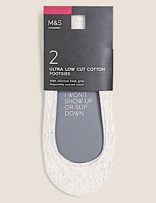 2pk Cotton Ultra Low Cut Footsies