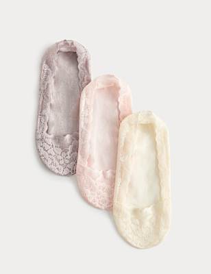 3 Pack Cotton Blend Lace Footsies