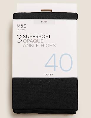 3pk 40 Denier Supersoft Opaque Ankle Highs