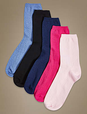 5 Pack Cotton Rich Ankle High Socks