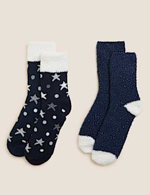 2pk Cosy Star Ankle High Socks
