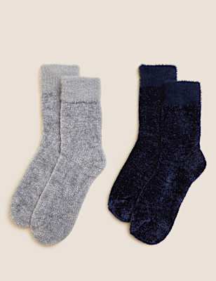 2pk Recycled Thermal Velvet Cosy Socks