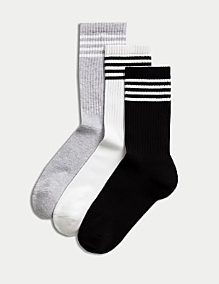 3pk Cotton Blend Ankle High Socks