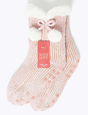 Chenille Fleece Lined Sparkle Booties