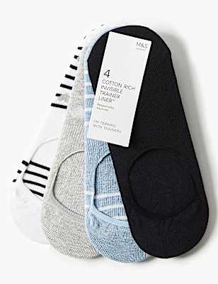 4 Pair Pack Cotton Rich Trainer Liner Socks