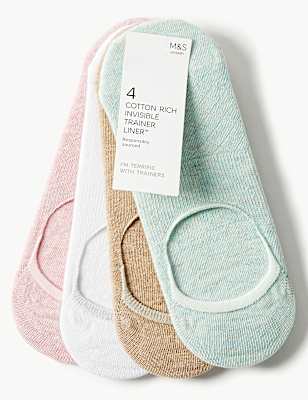 4 Pair Pack Cotton Rich Trainer Liner Socks