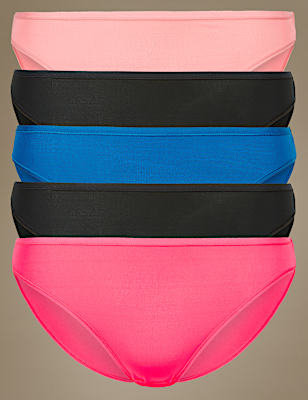 5pk Microfibre High Leg Knickers