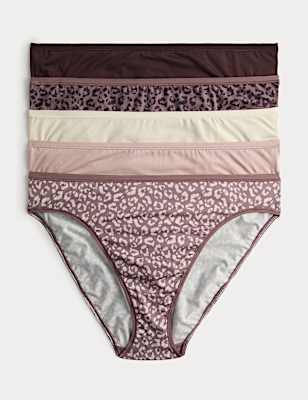 5pk Microfibre High Leg Knickers