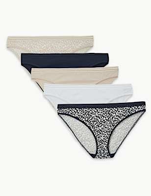 5 Pack Cotton Blend Bikini Knickers