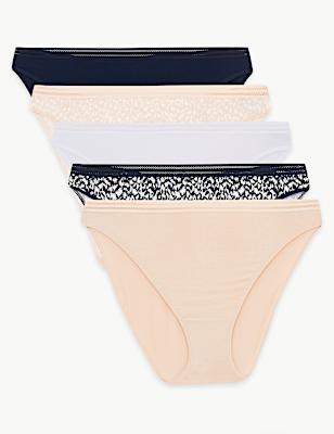 5 Pack Modal Blend High Leg Knickers