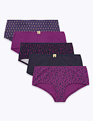 5 Pack Christmas Tree Print Low Rise Shorts