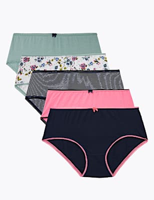5pk Cotton Lycra&reg; Midi Knickers