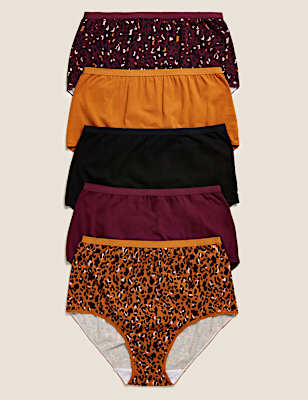 5pk Cotton Lycra® Leopard Print Full Briefs