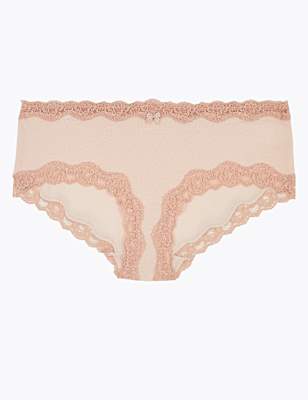 Cotton Lace Trim Low Rise Shorts