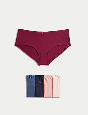 5pk Cotton Lycra&reg; Daisy Print Low Rise Shorts