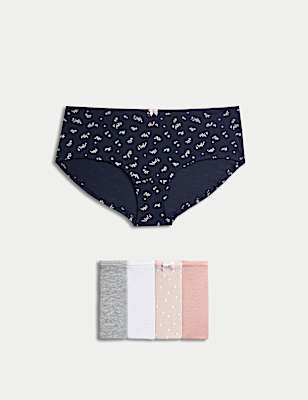 5pk Cotton Lycra&reg; Daisy Print Low Rise Shorts