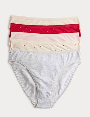 5pk Cotton Modal High Leg Knickers