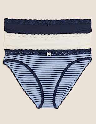 3pk Cotton Rich High Leg Knickers