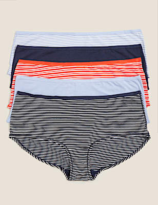 5pk Cotton Printed Stripe Shorts