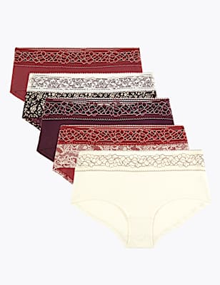 5 Pack Lace Paisley Print Shorts
