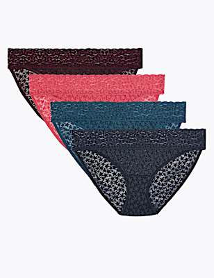 4 Pack Lace Bikini Knickers