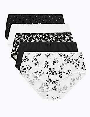 5pk Cotton Rich Floral Midi Knickers