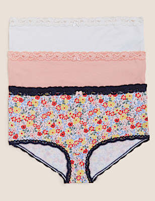 3pk Cotton Rich High Rise Knicker Shorts